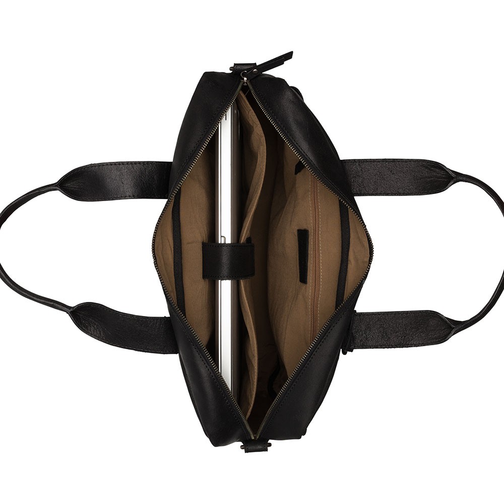 Kožená taška na notebook Burkely River - černá