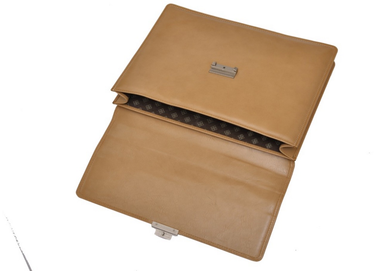 Kabelky od Hraběnky Kožená ručně šitá pánská aktovka SIDON - česká výroba; béžová