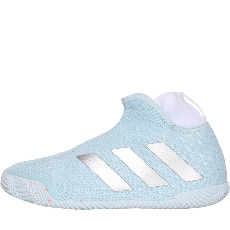 adidas Womens Stycon Laceless Hard Court Tennis Shoes Sky Tint/Silver