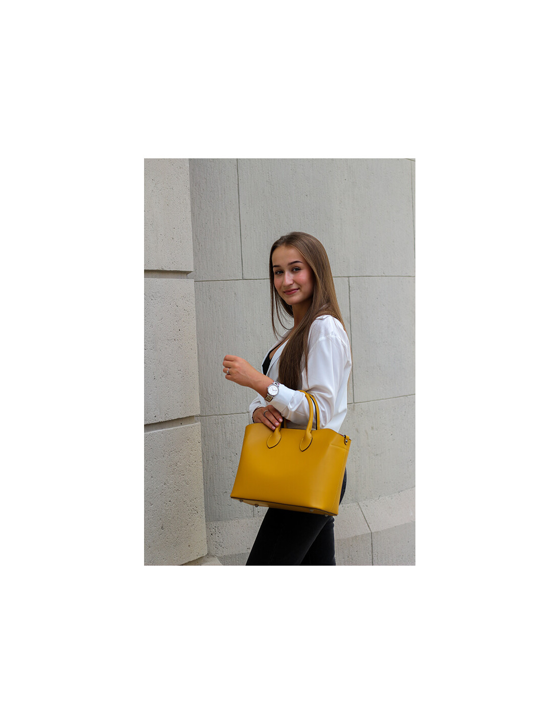 GIOSTRA Italská kožená kabelka Erica Tmavě modrá