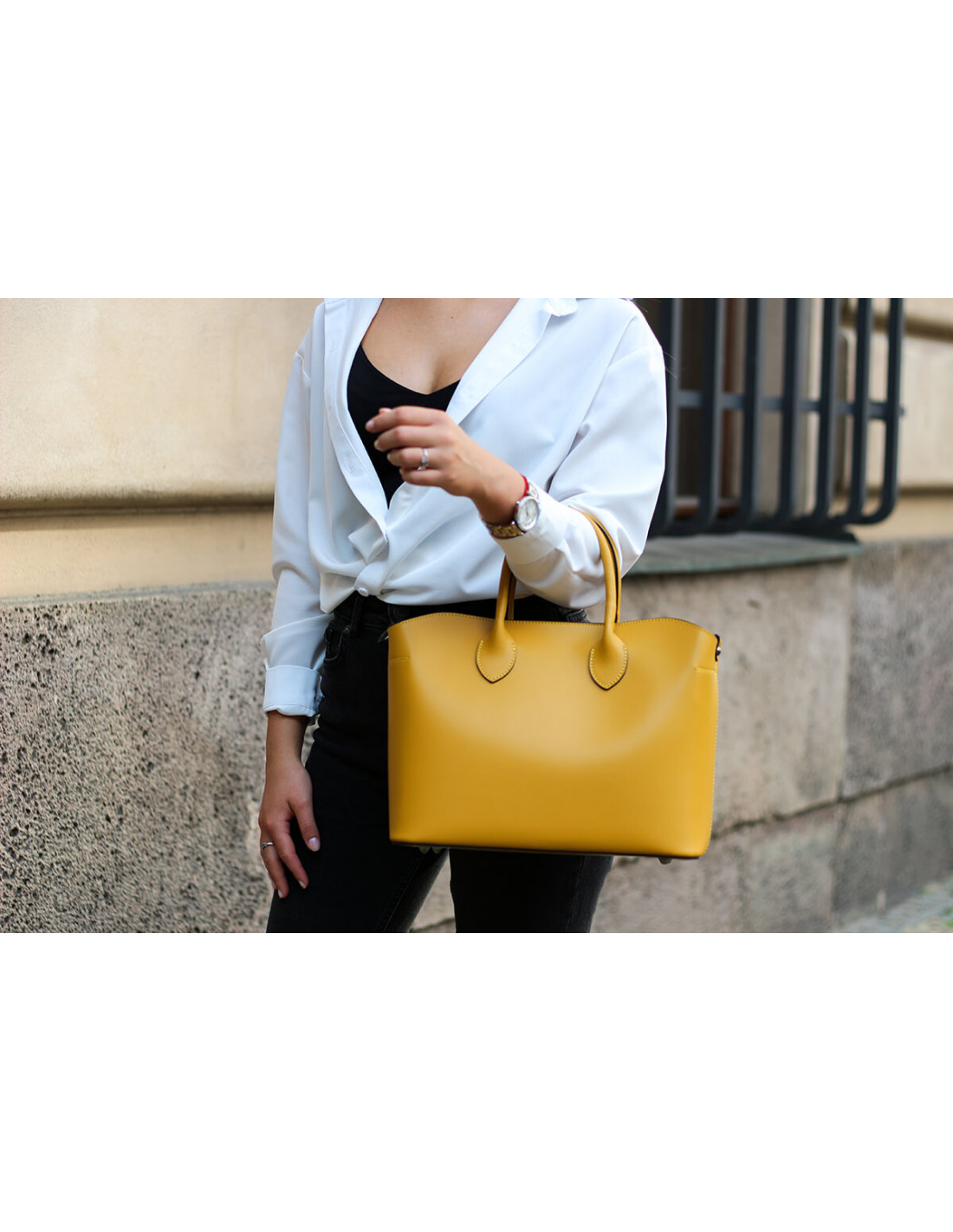 GIOSTRA Italská kožená kabelka Erica Tmavě modrá