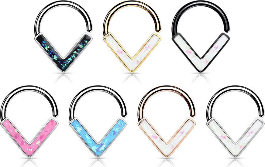 Atreya Rozevírací septum do špičky s glitrovým opálem