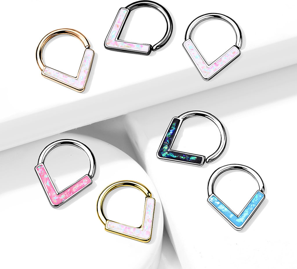 Atreya Rozevírací septum do špičky s glitrovým opálem