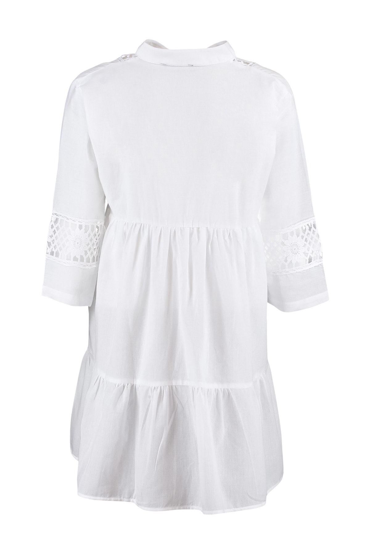 Trendyol Beige Mini Woven Lace Detailed 100% Cotton Beach Dress