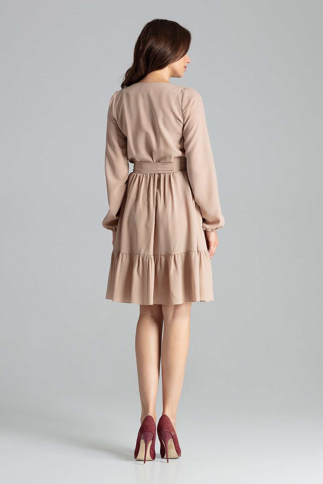 LENITIF Elegantní volánkové šaty Béžová