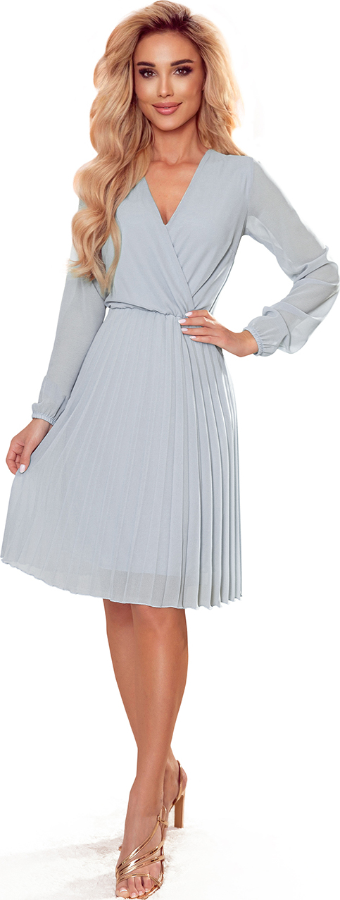 NUMOCO Šedé šifónové šaty CAMILLA Šedá