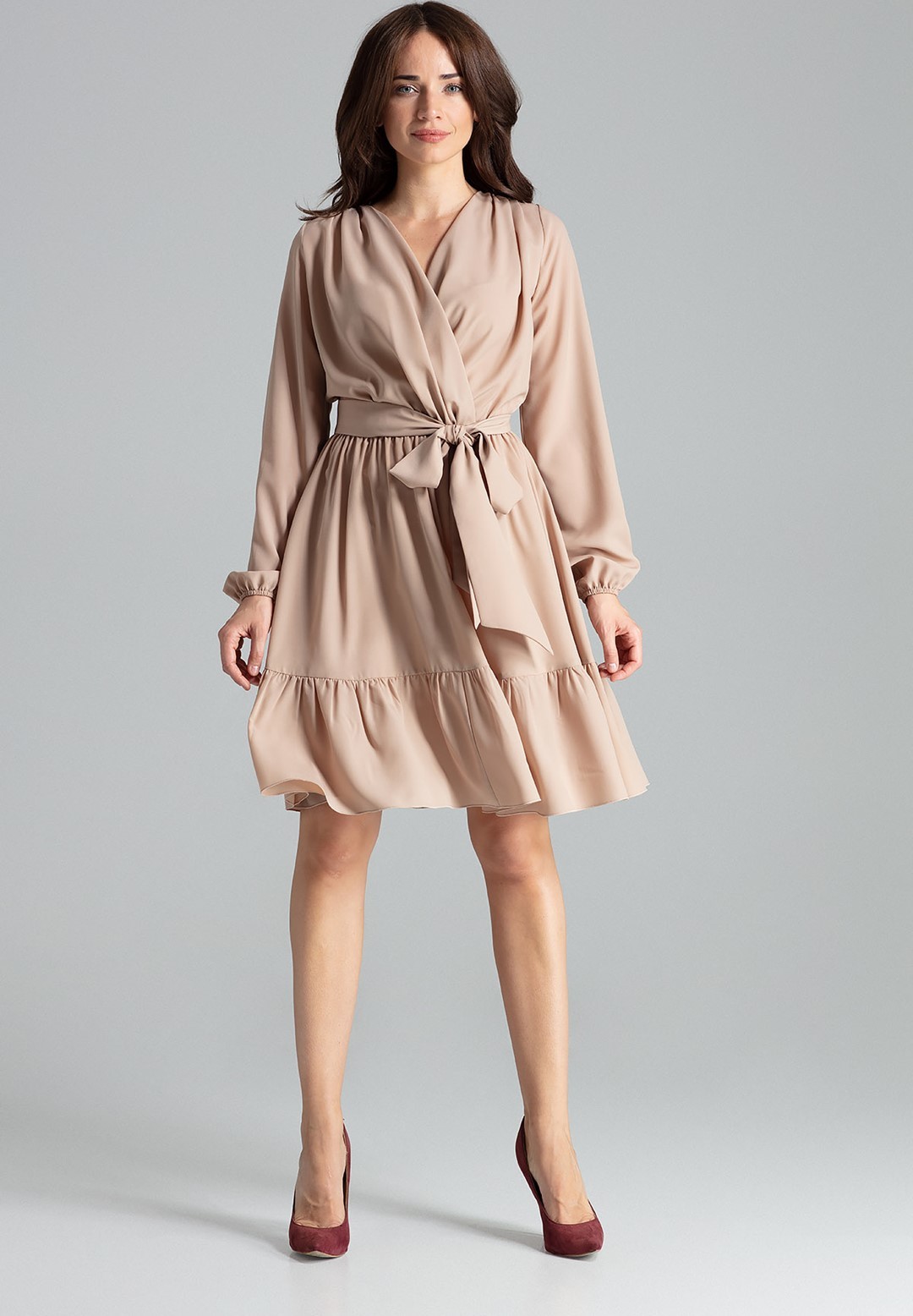 LENITIF Elegantní volánkové šaty Béžová