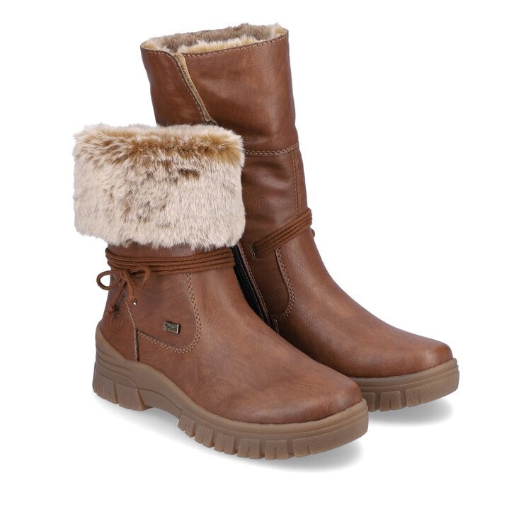 Módní kotníková obuv s kožíškem Remonte D0E70-22 hnědá