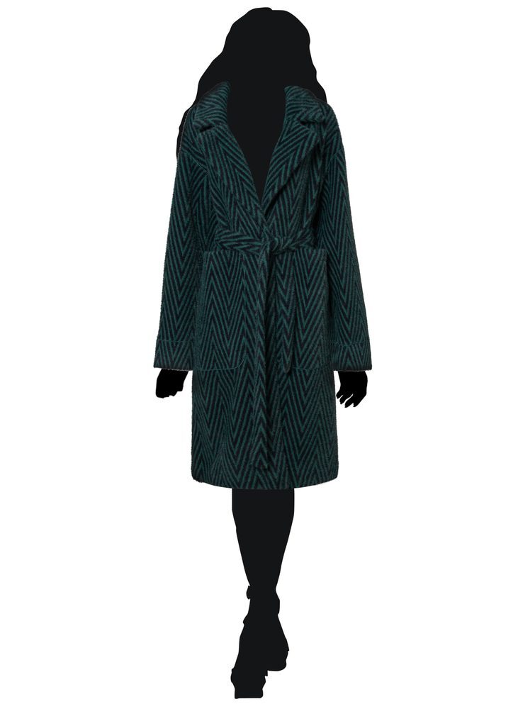 Due Linee Dámský oboustranný kabát smaragdový