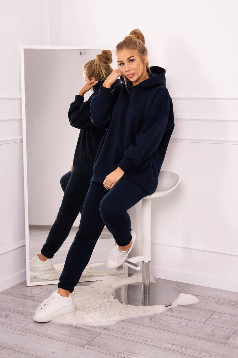 MladaModa Zateplená tepláková souprava s kapucí model 9311 barva námořnická modrá