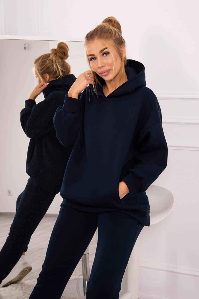 MladaModa Zateplená tepláková souprava s kapucí model 9311 barva námořnická modrá