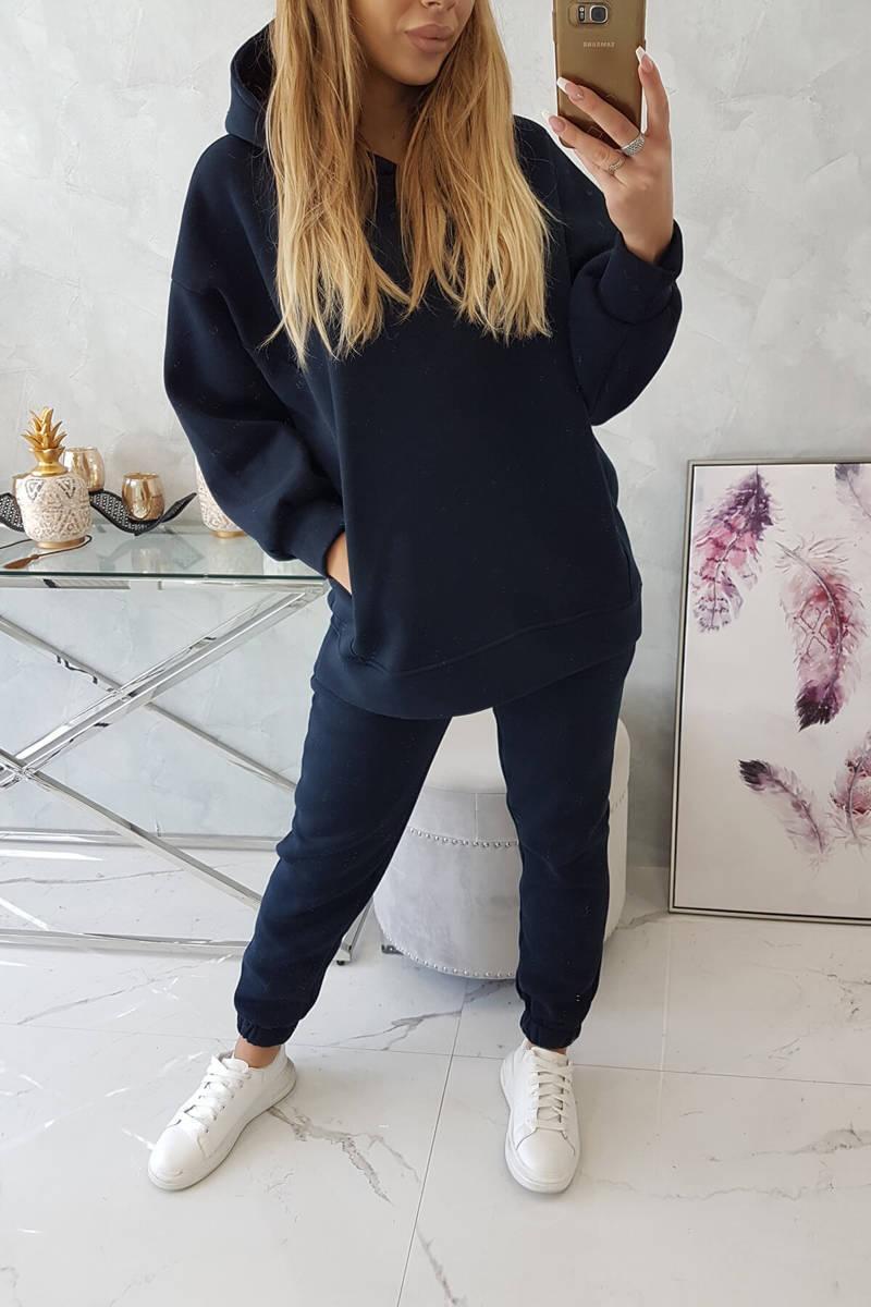 MladaModa Zateplená tepláková souprava s kapucí model 9311 barva námořnická modrá