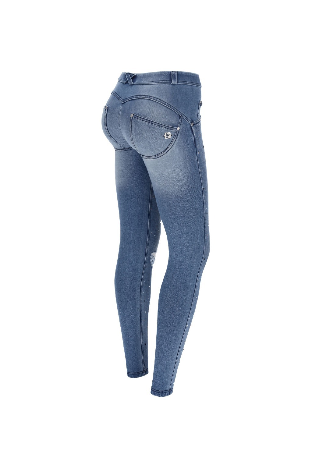 Freddy džíny Wr.Up SNUG se zdobením - Normální pas - Světle modré