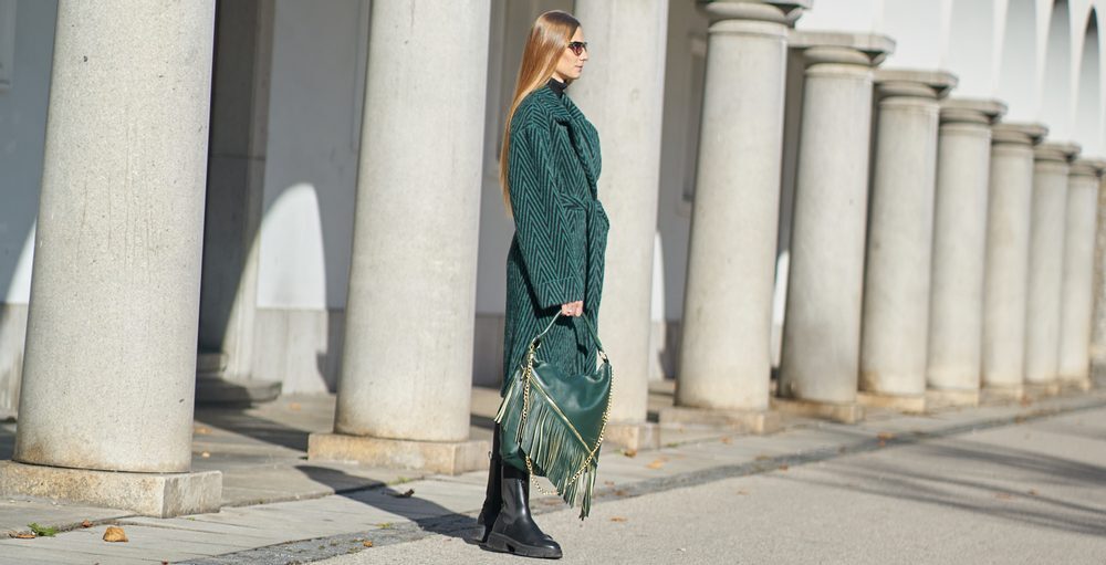 Due Linee Dámský oboustranný kabát smaragdový