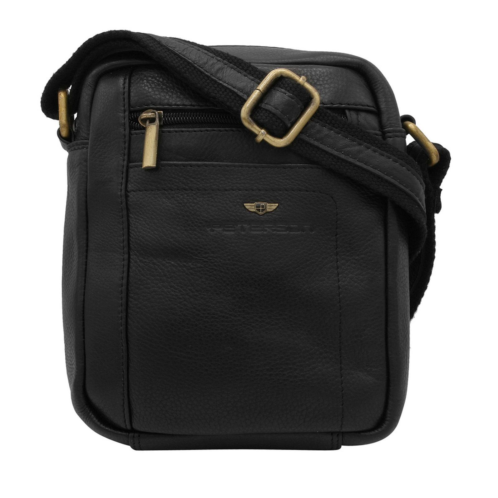 Pánská kožená taška přes rameno Peterson PTN-8020-NDM černá