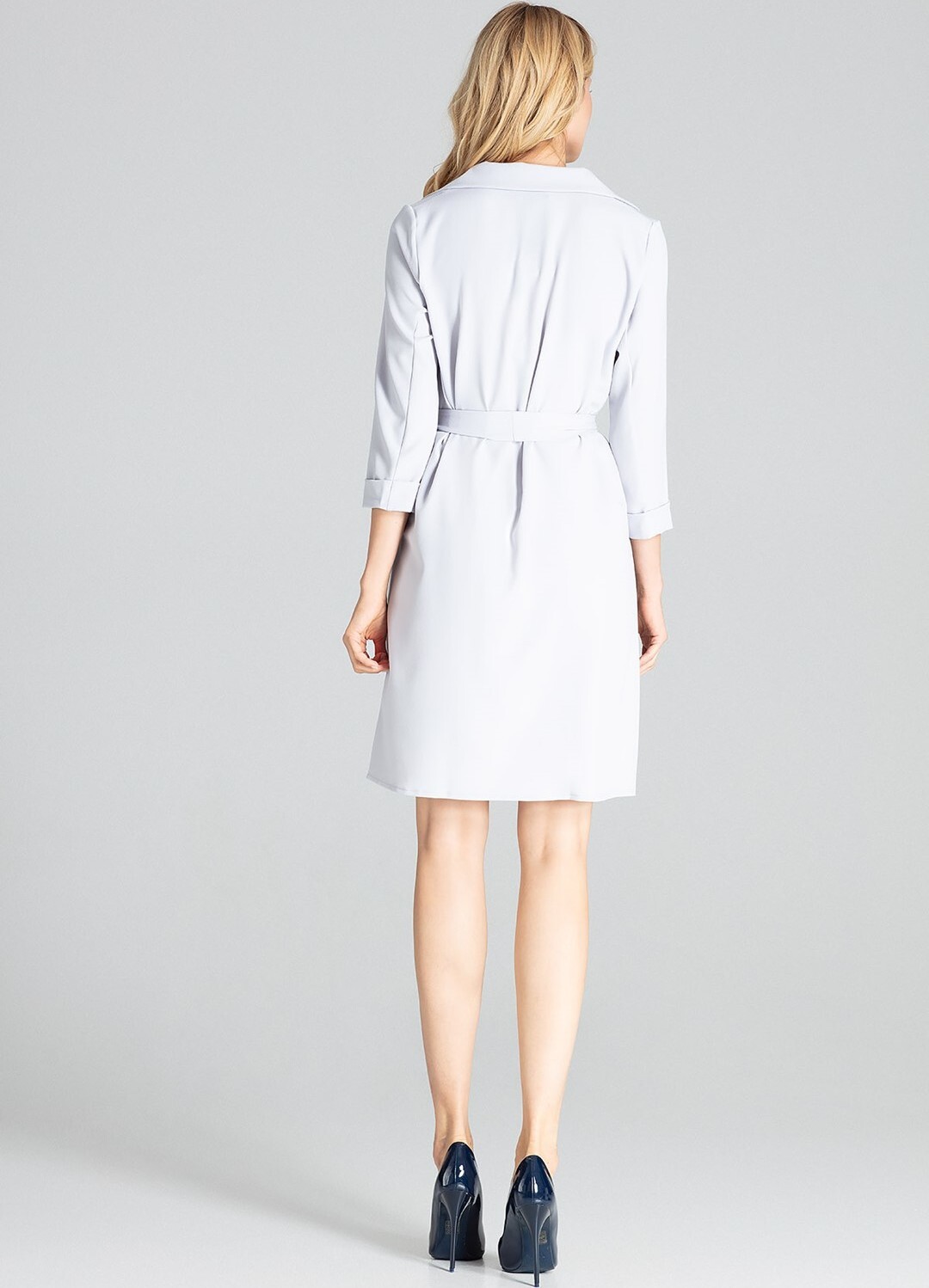 FIGL Basic šaty s přeloženým výstřihem M680 Gray Šedá