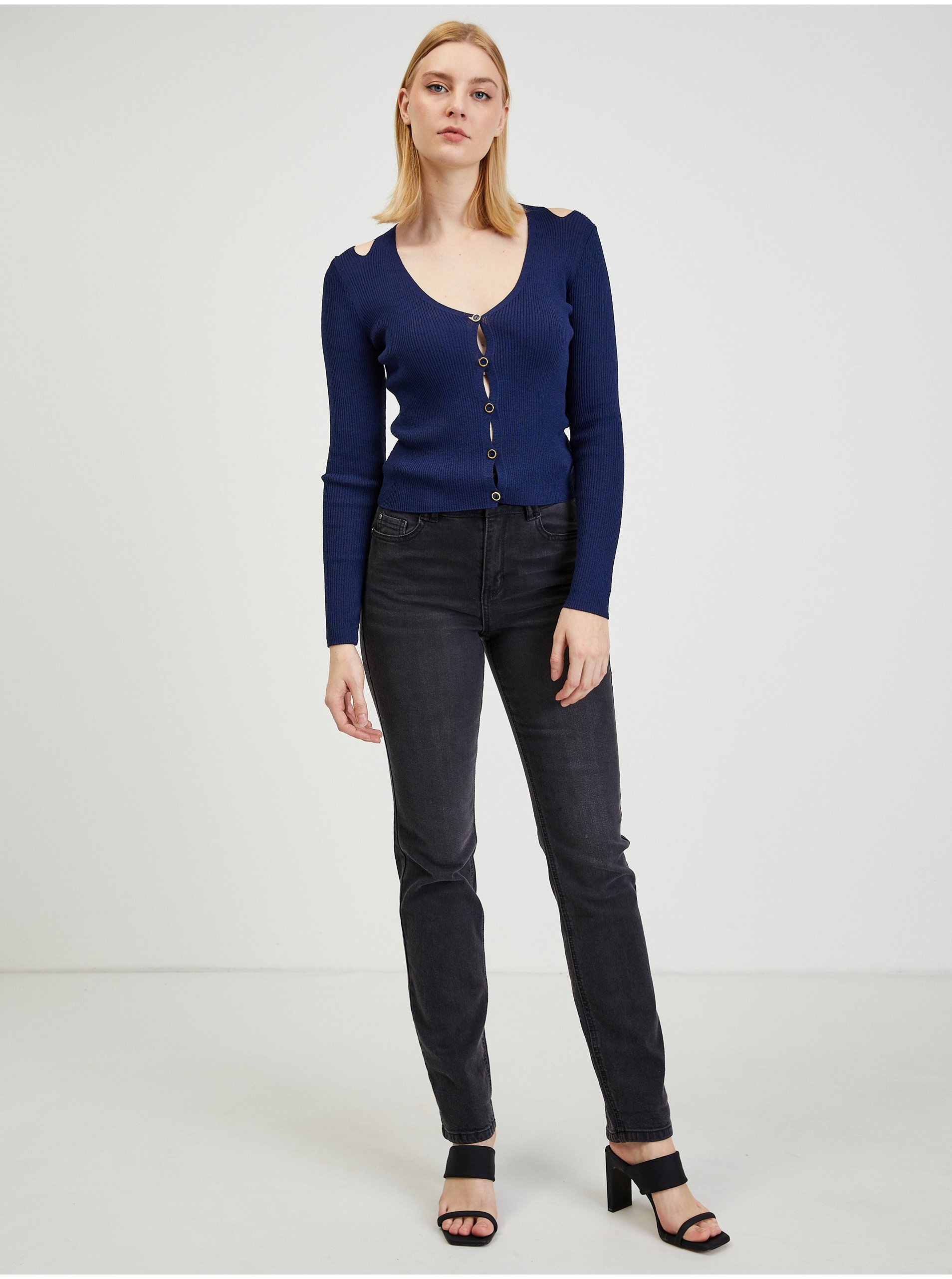 Tmavě modrý dámský kardigan s průstřihy ORSAY - Dámské