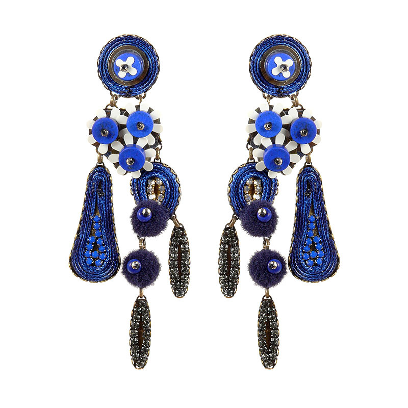 Náušnice Tatami Woman's Earclips Blossom E-Wo004M tmavě modré