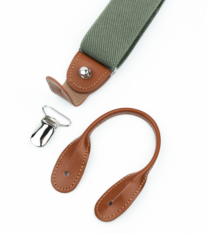 Bubibubi Zelená sada Sage green pro tátu a syna s motýlky a kšandami