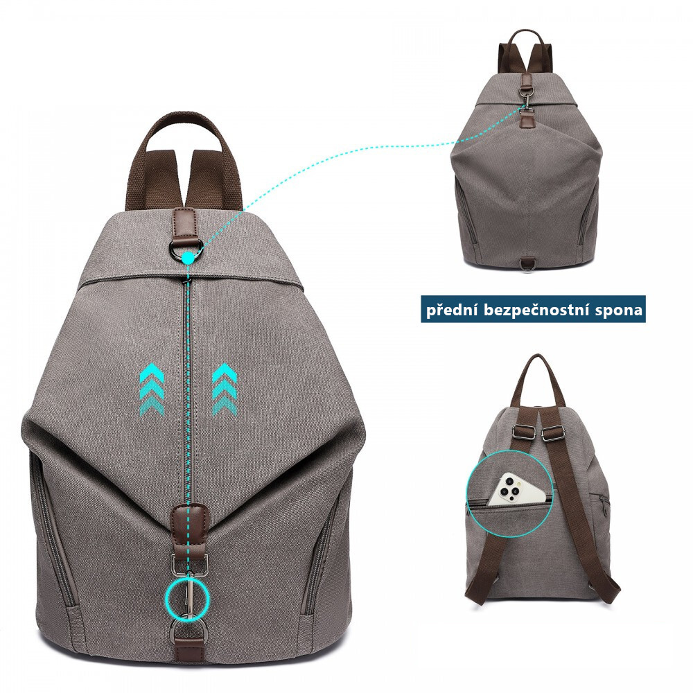 Kono plátěný batoh canvas 10 l šedý EB2044