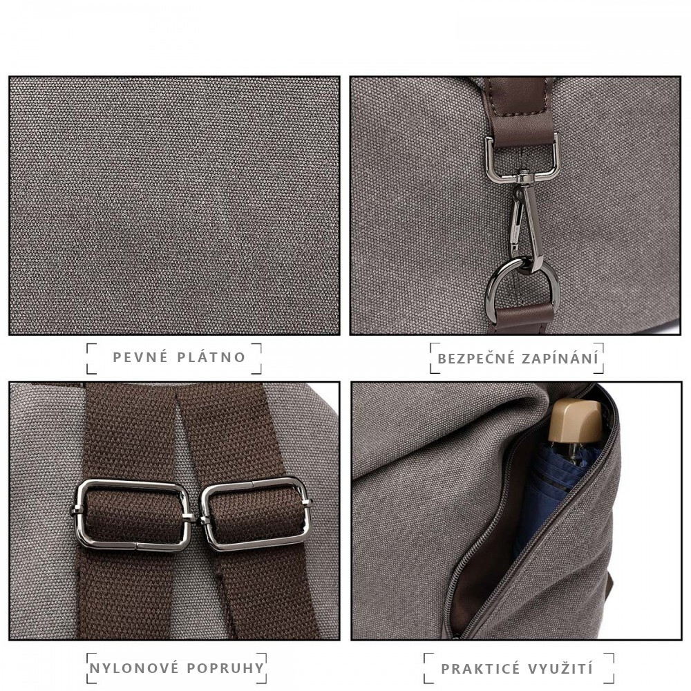 Kono plátěný batoh canvas 10 l šedý EB2044