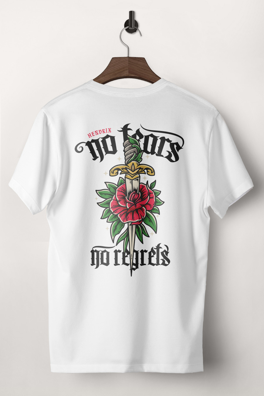 Tričko, Barva Bílá, s Potiskem No Regrets