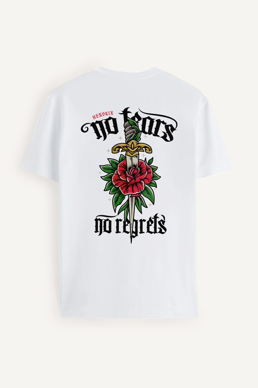 Tričko, Barva Bílá, s Potiskem No Regrets