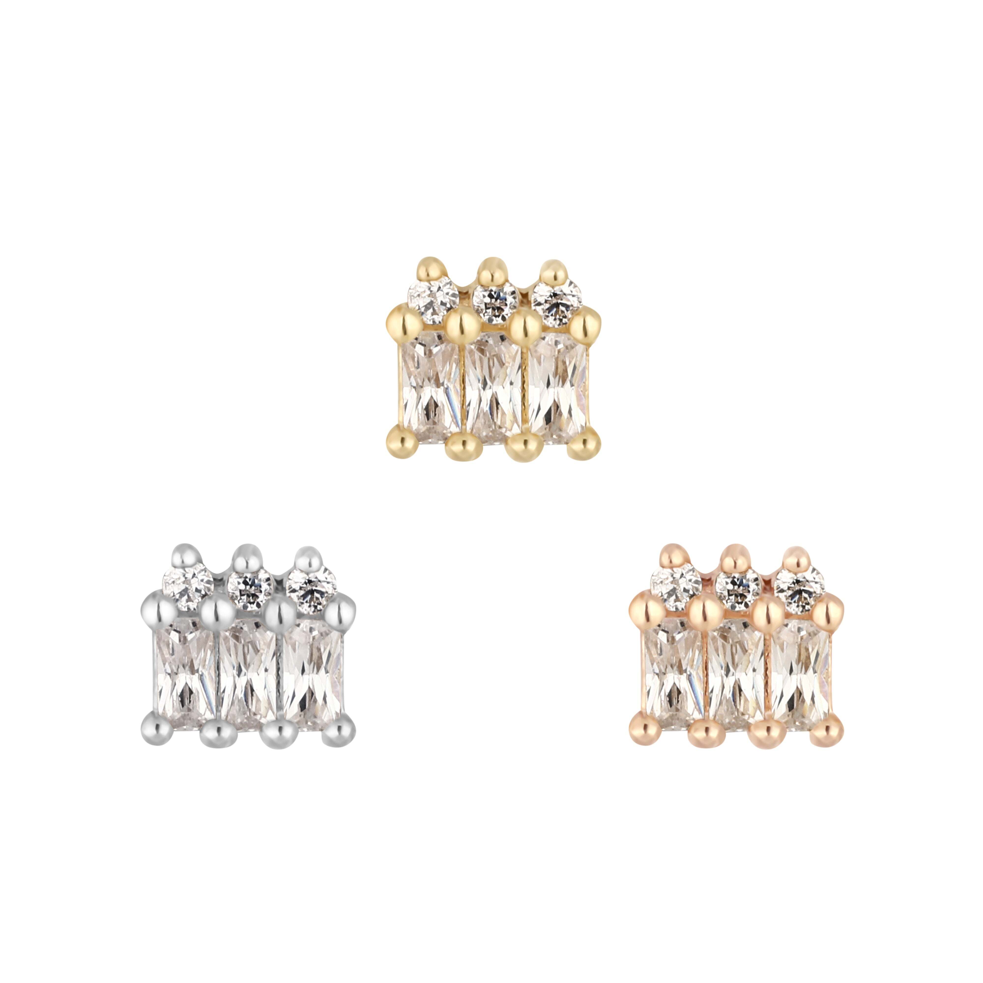 Buddha jewelry Bezzávitová koncovka piercingu Excess ze 14 kt zlata 585/1000 se zirkony