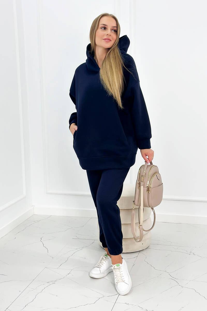 MladaModa Zateplená tepláková souprava s kapucí model 9311 barva námořnická modrá