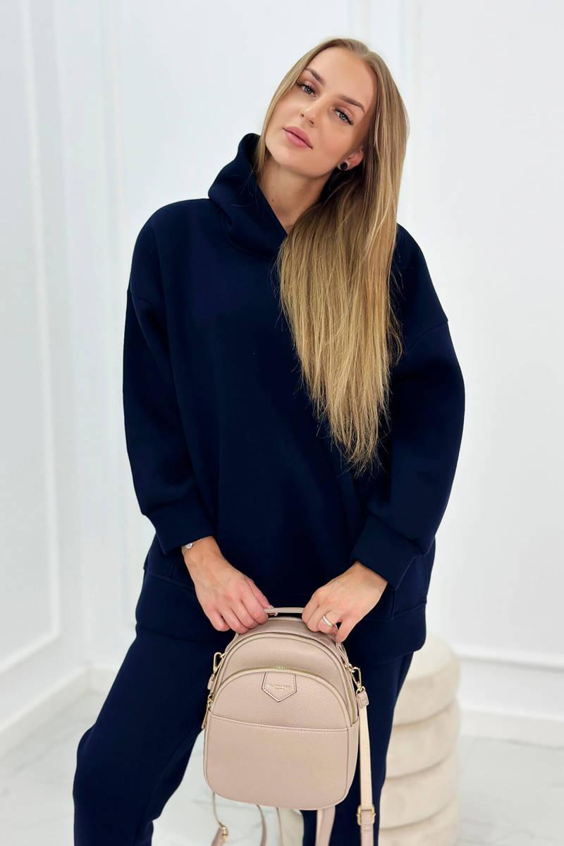 MladaModa Zateplená tepláková souprava s kapucí model 9311 barva námořnická modrá