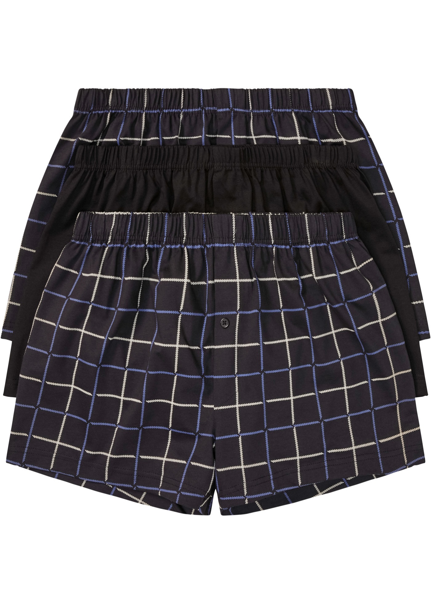 bonprix Volné žerzejové boxerky z bavlny (3 ks v balení) černá Muž