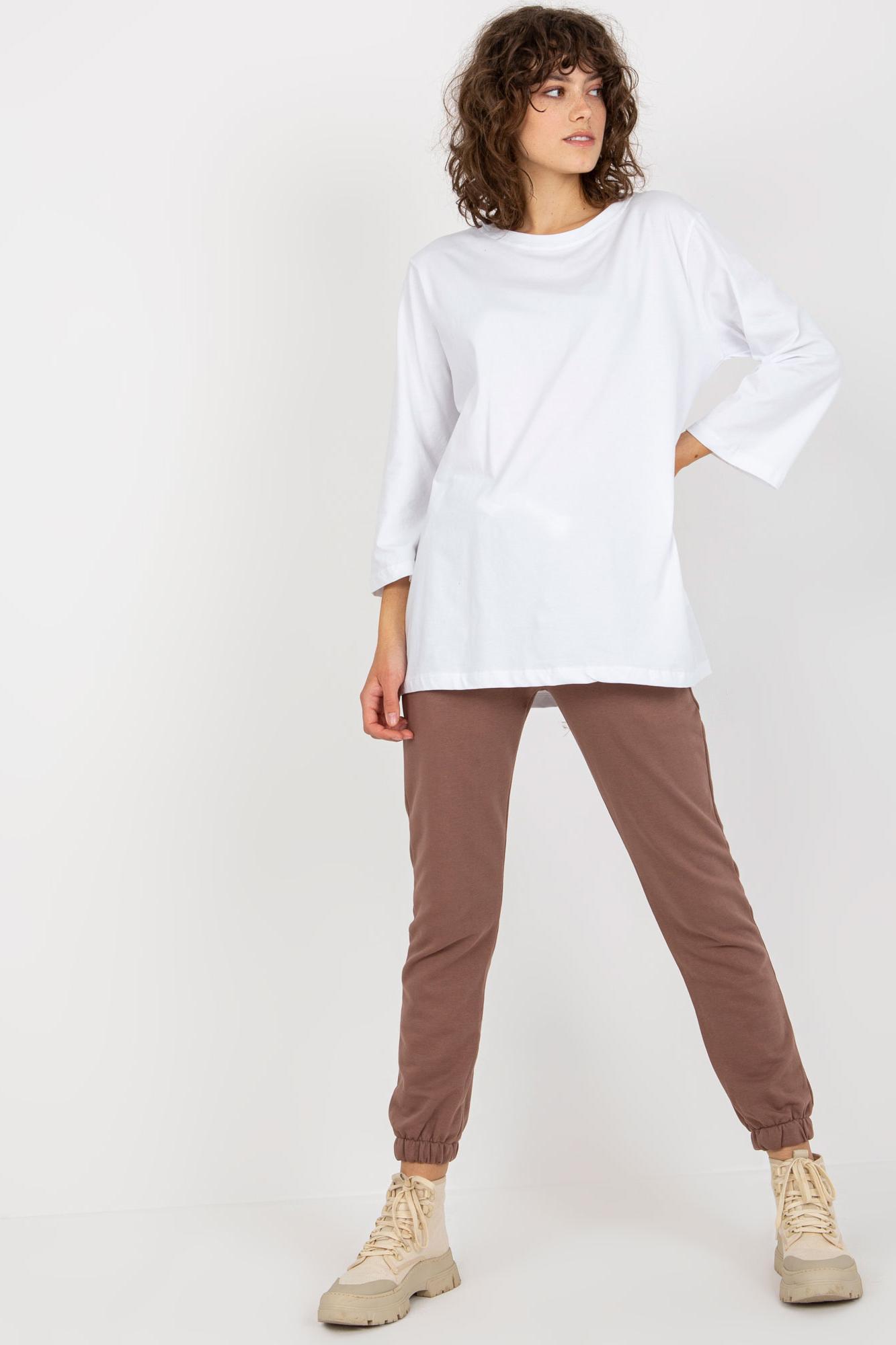 MladaModa 3-dílný komplet mikiny, halenky a tepláků model 76464 barva cappuccino