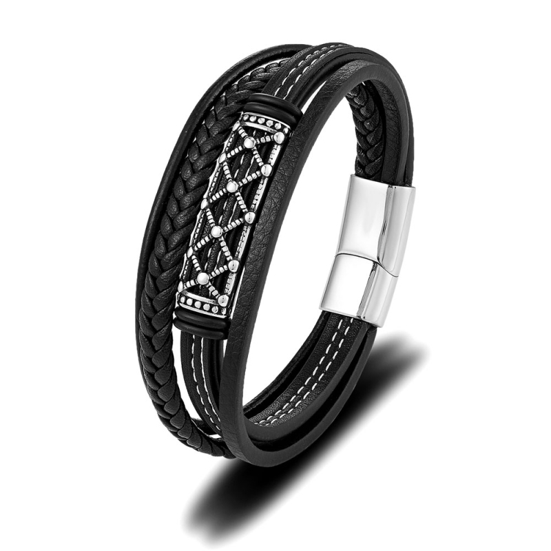 Daniel Dawson Pánský náramek Frederik, chirurgická ocel, kůže