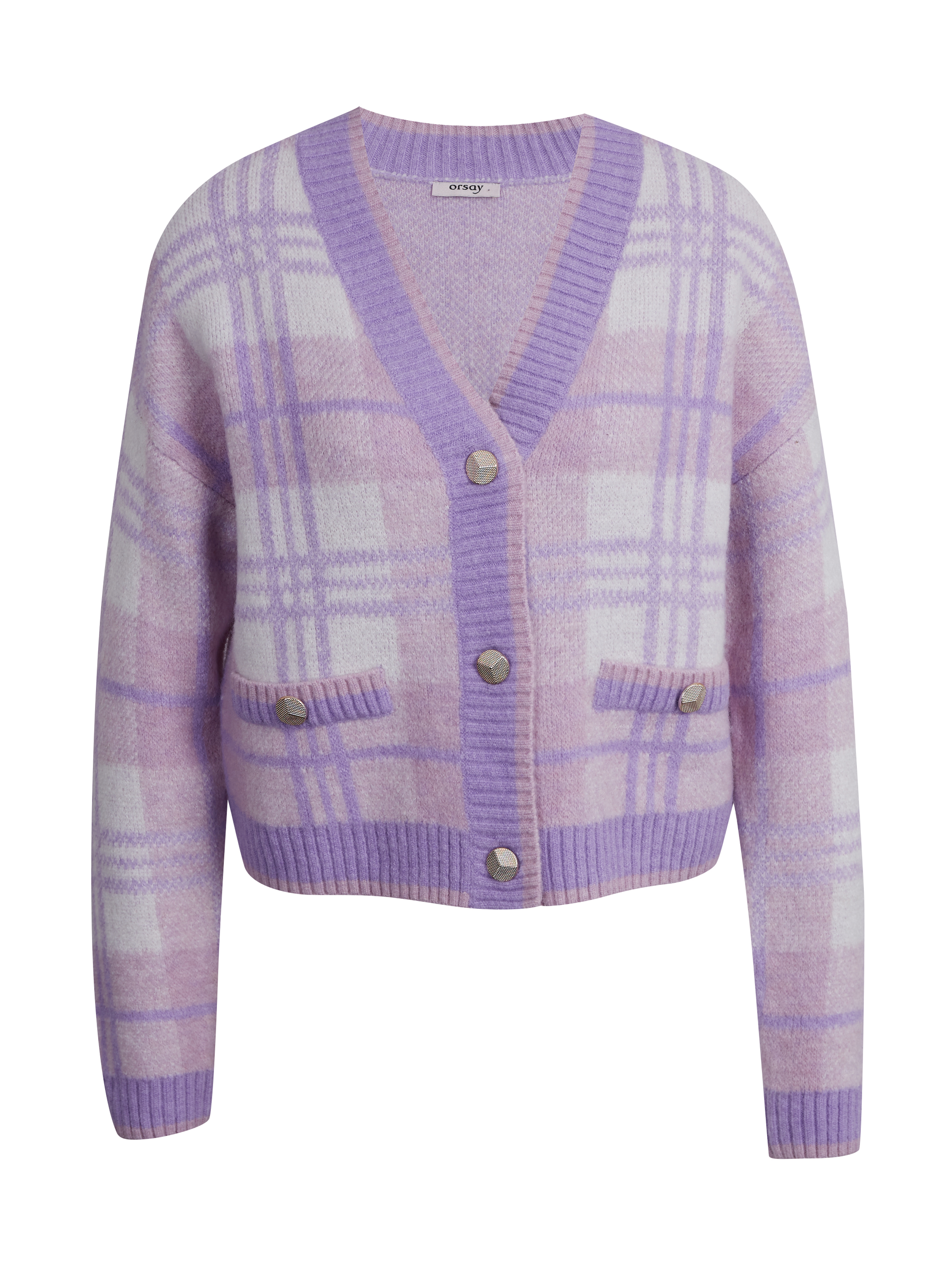 Orsay Světle fialový dámský károvaný kardigan - Dámské