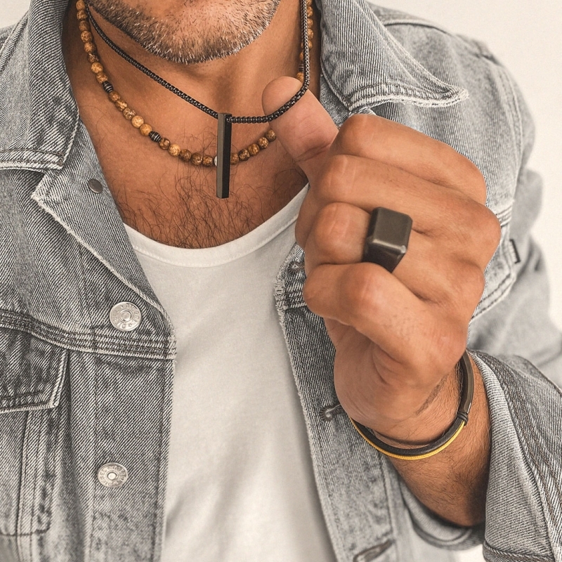 Manoki Pánský ocelový náhrdelník Alessio Black