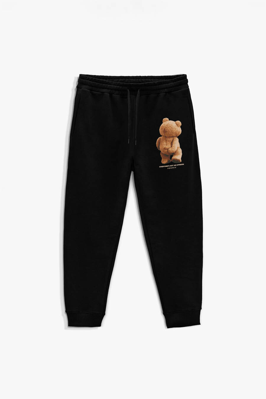 Tepláky Jogger , Barva Černá, s Potiskem Teddys Opinion