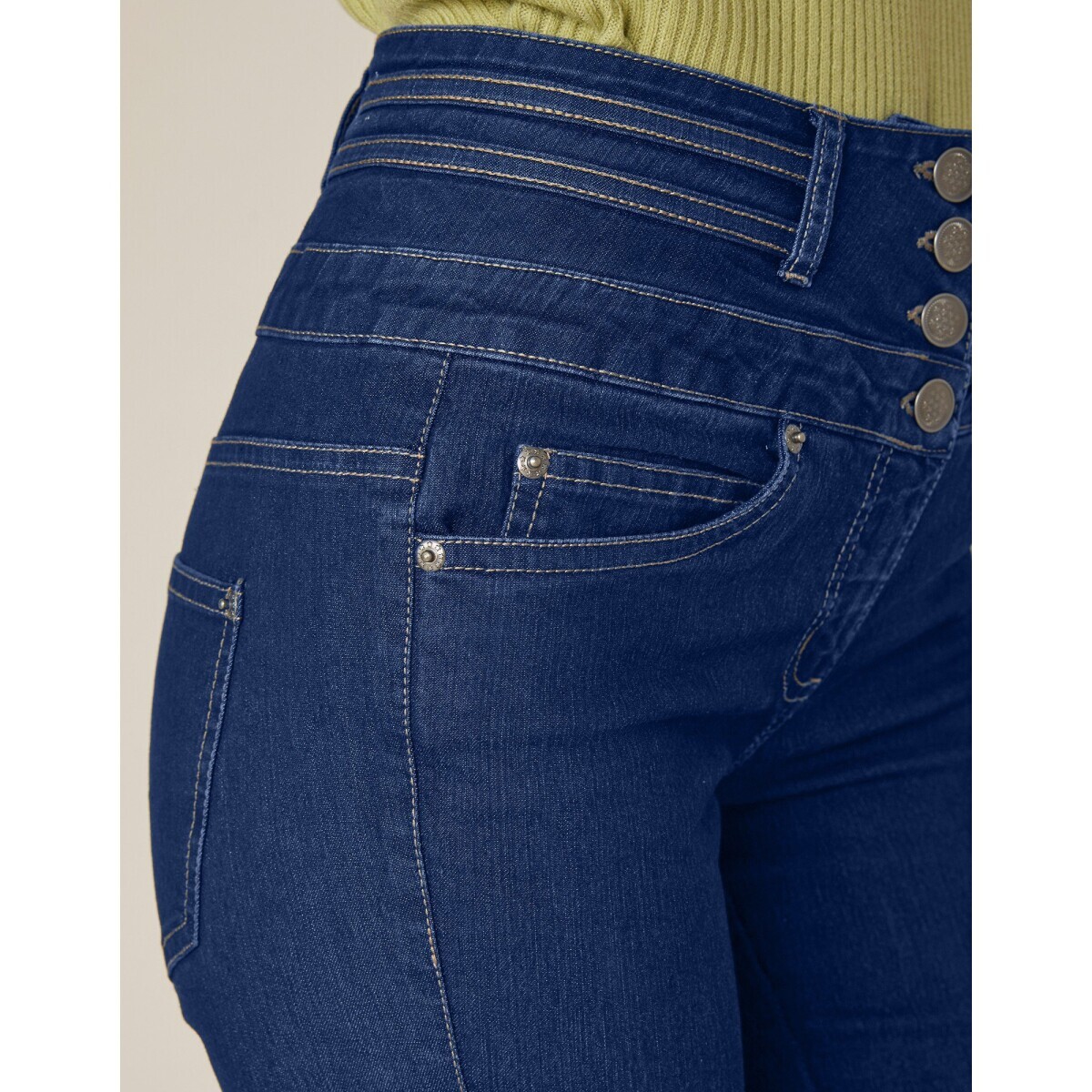 Blancheporte Rovné džíny s vysokým pasem, pro vyšší postavu tmavě modrá