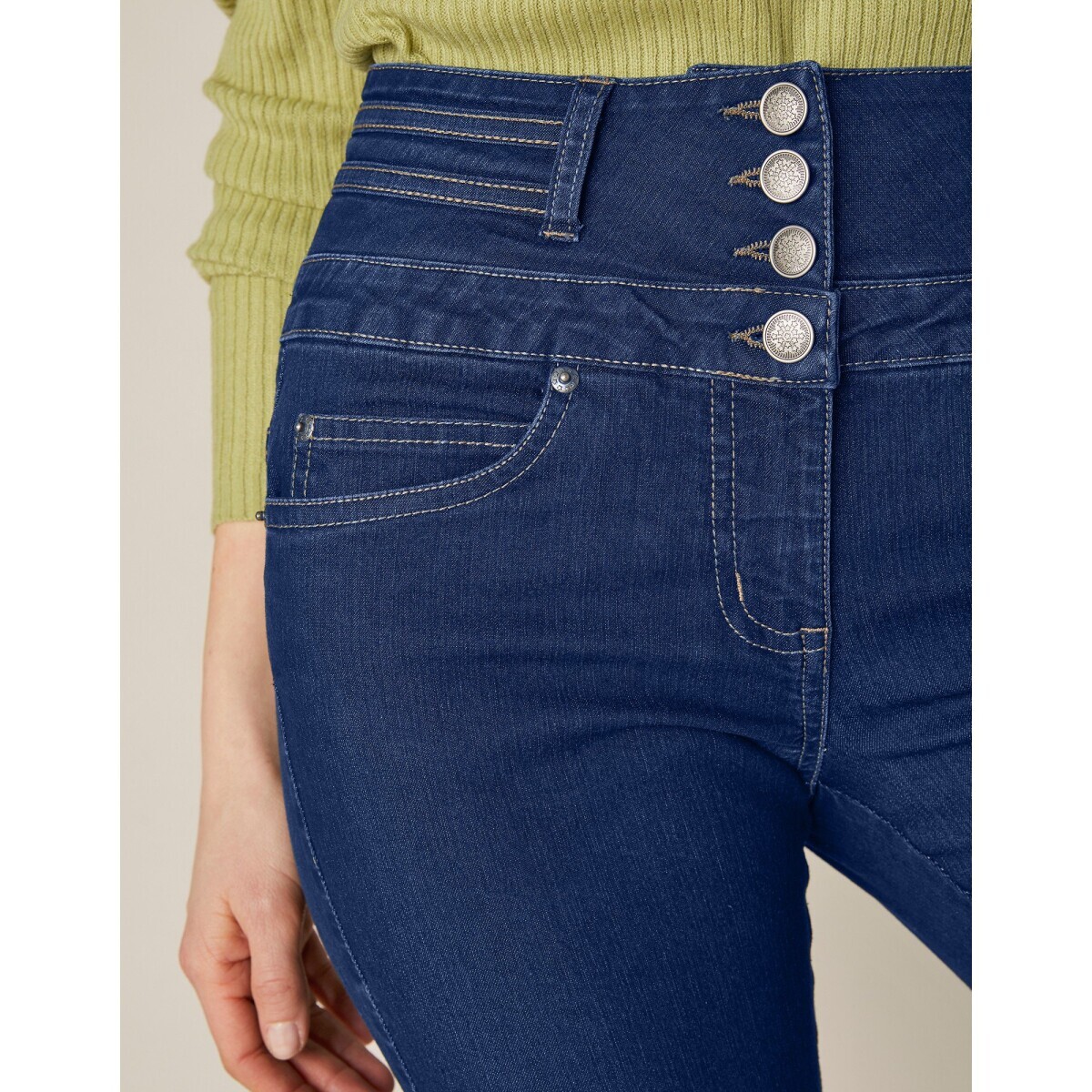 Blancheporte Rovné džíny s vysokým pasem, pro vyšší postavu tmavě modrá