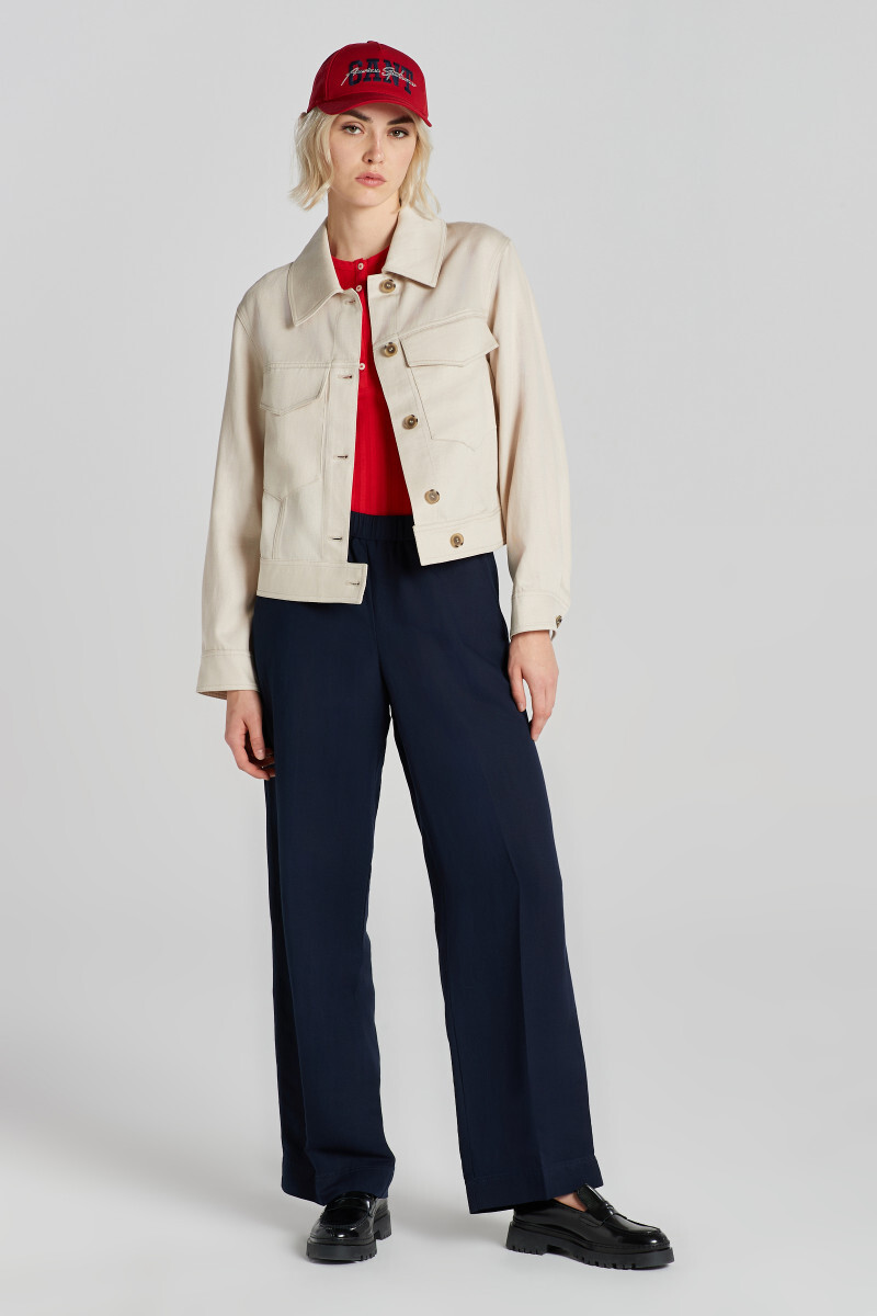 BUNDA GANT CROPPED LINEN BLEND JACKET SOFT OAT