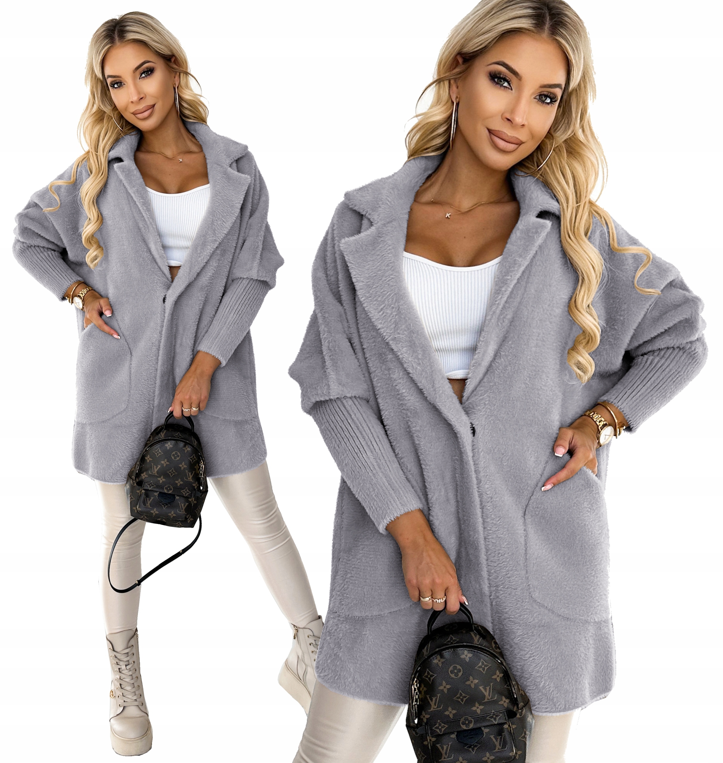 Fashionweek Dámský kabát z alpaky měkký vlněný kabát BR01