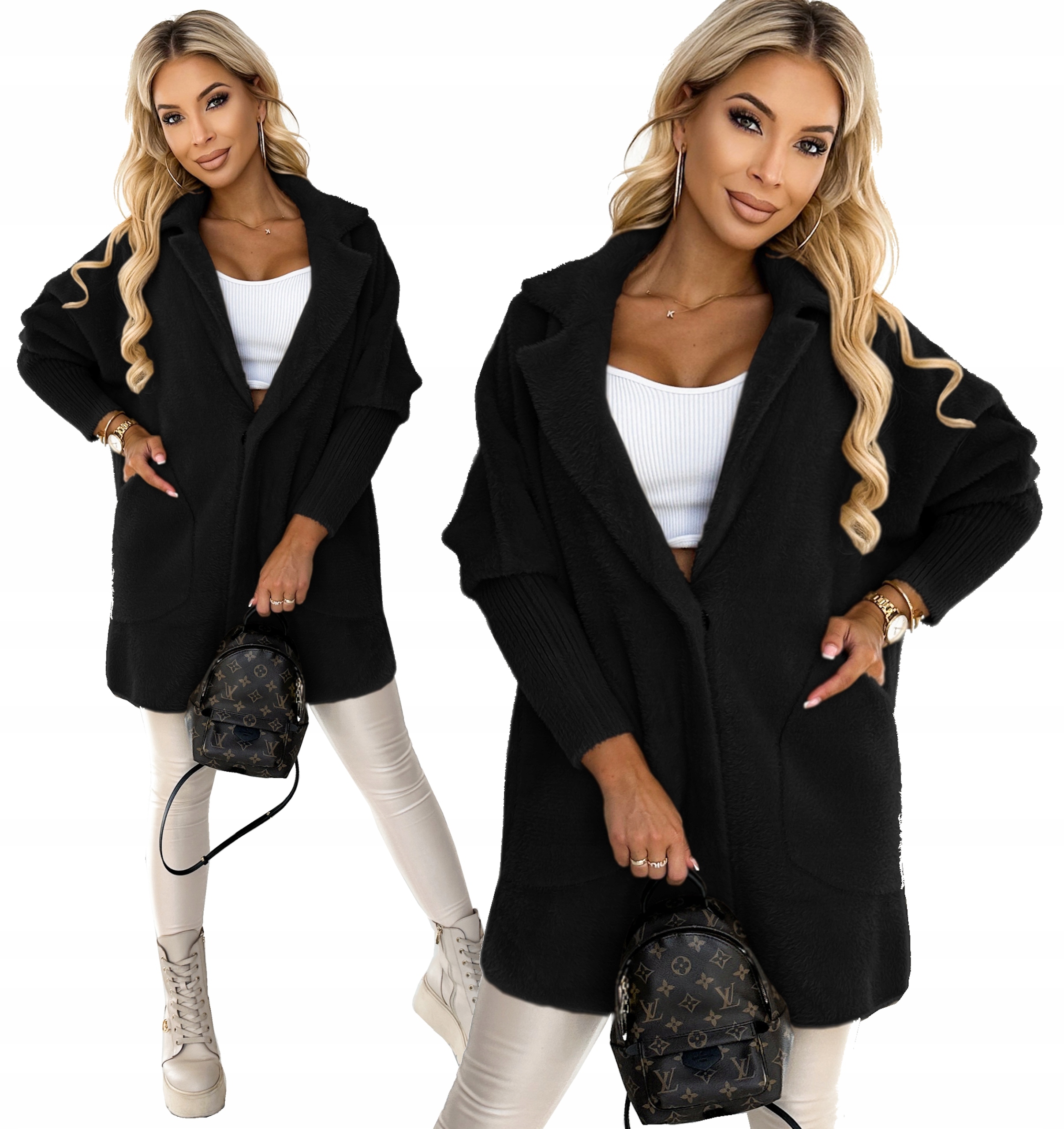 Fashionweek Dámský kabát z alpaky měkký vlněný kabát BR01