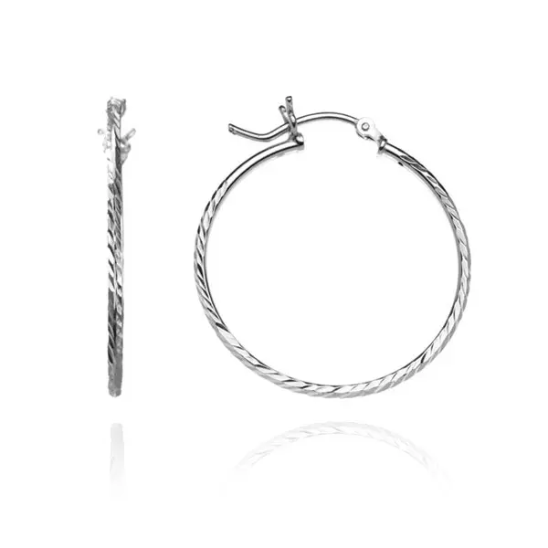 Šperky Eshop - Náušnice ze stříbra 925 - úzké kruhy s gravírovanými zrnky, 40 mm A8.5