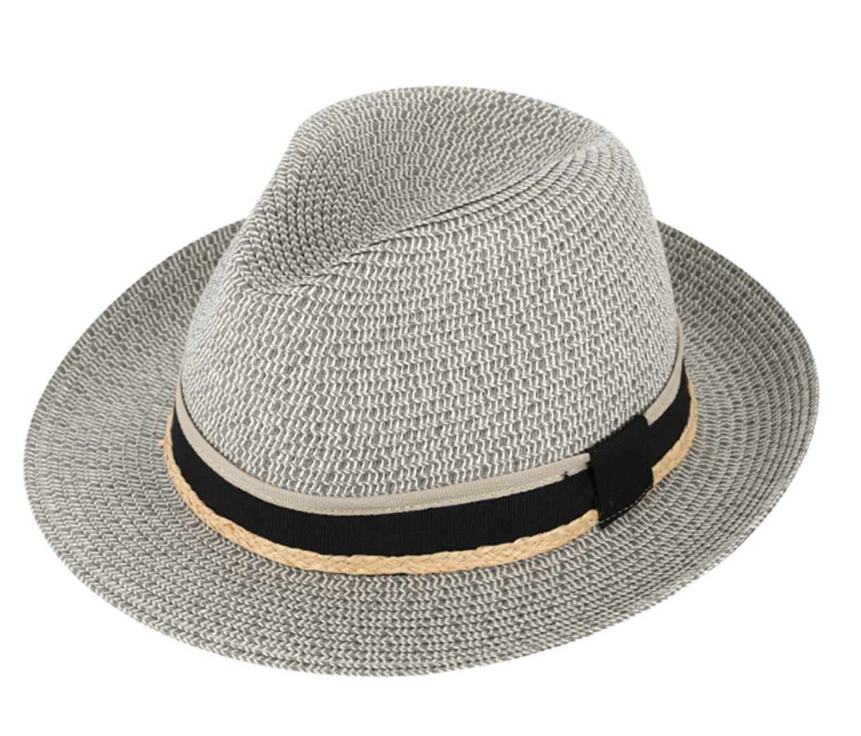 Letní šedý fedora klobouk od Fiebig - Traveller Toyo Melange