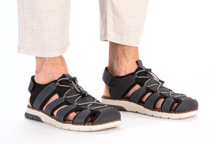 Pánské sandály v komfortním kulatém střihu Rieker 25246-14 modrá