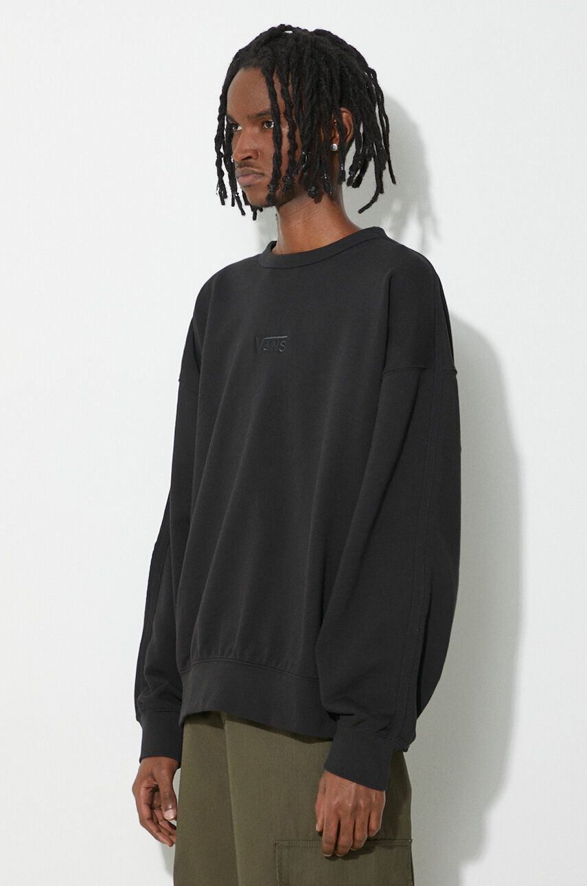 Bavlněná mikina Vans Premium Standards Crew Fleece LX pánská, černá barva, hladká, VN000GBWBLK1