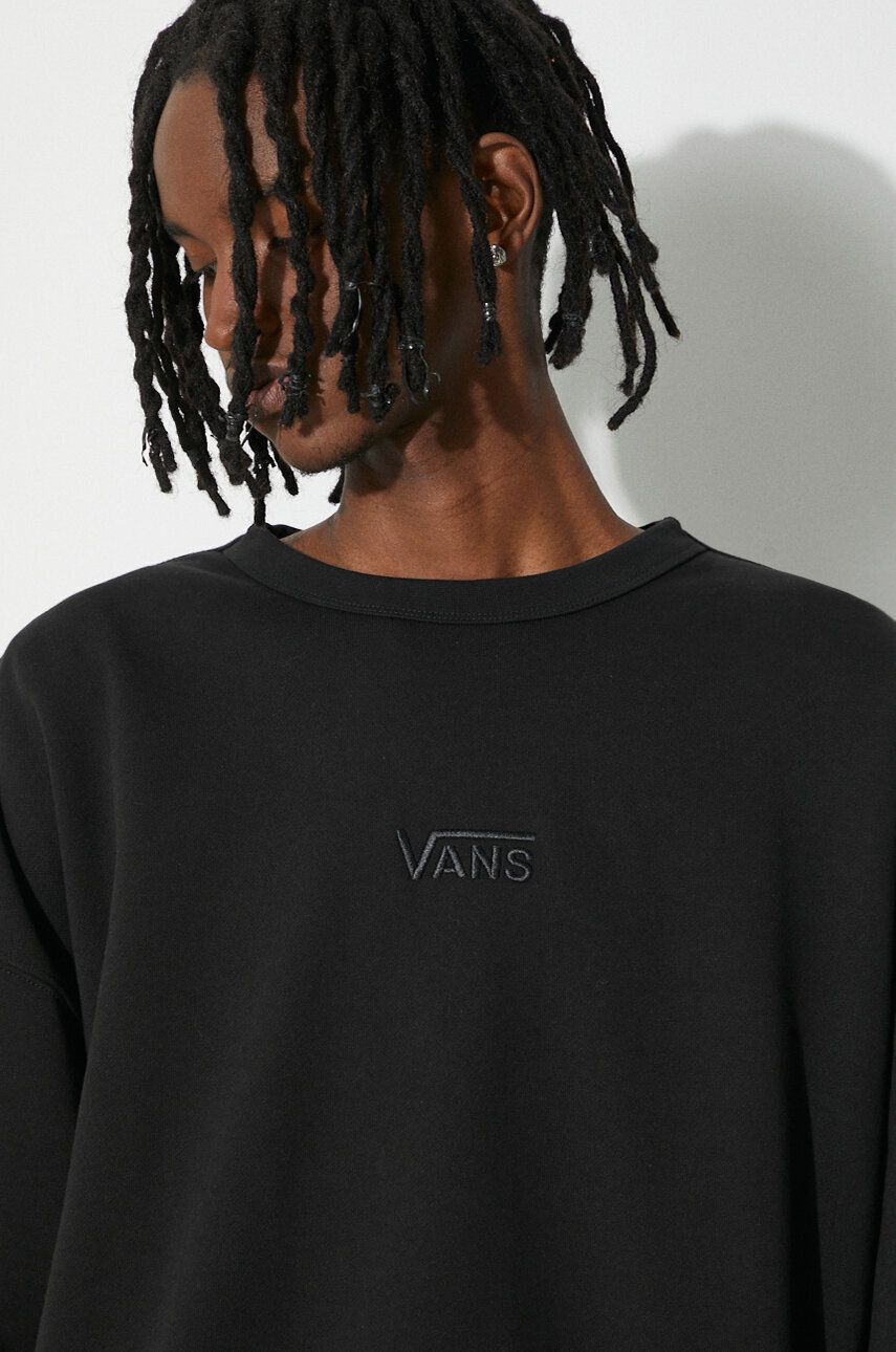 Bavlněná mikina Vans Premium Standards Crew Fleece LX pánská, černá barva, hladká, VN000GBWBLK1