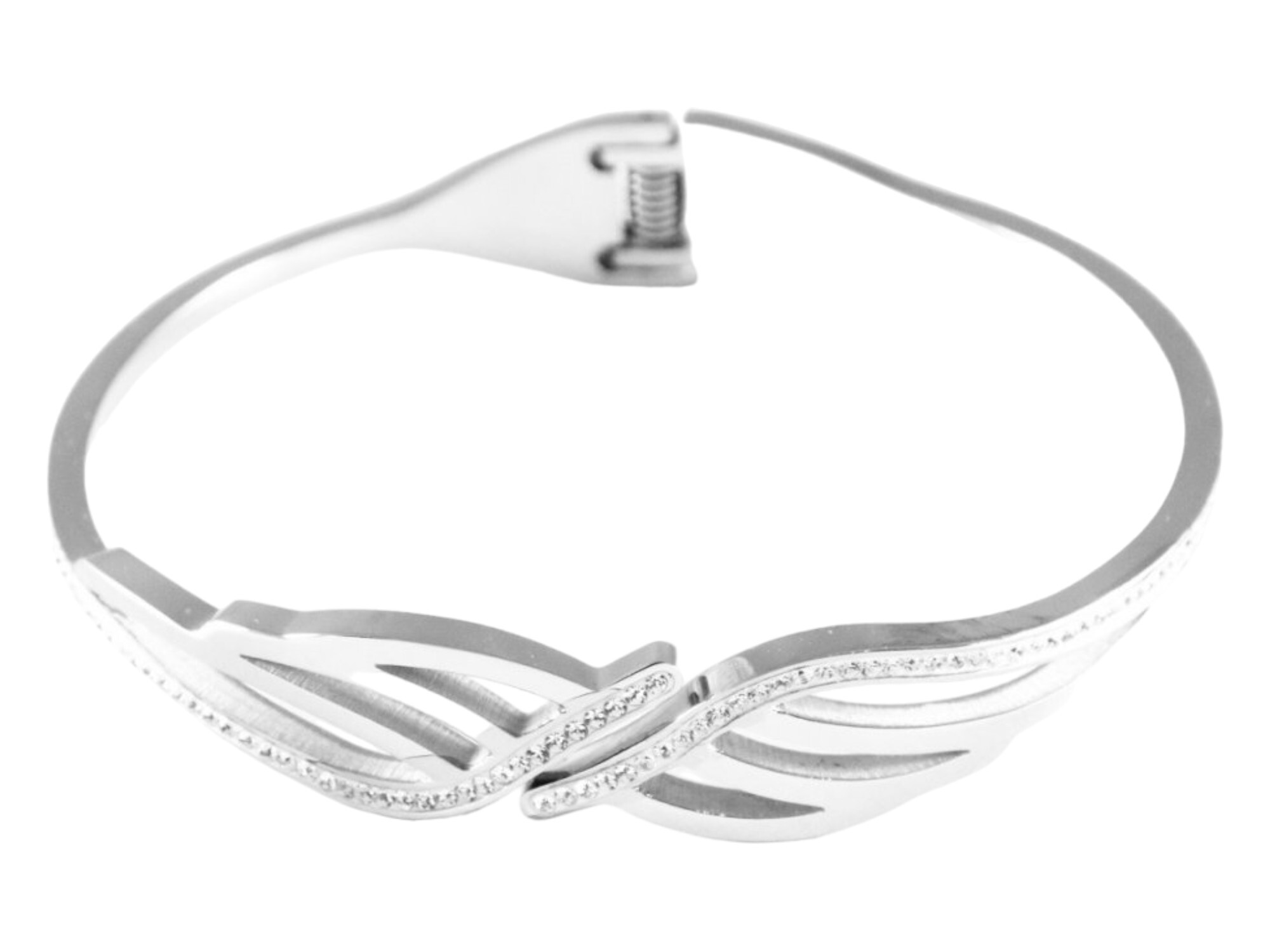 Klenoty z oceli Dámský náramek pevný KŘÍDLA s kamínky