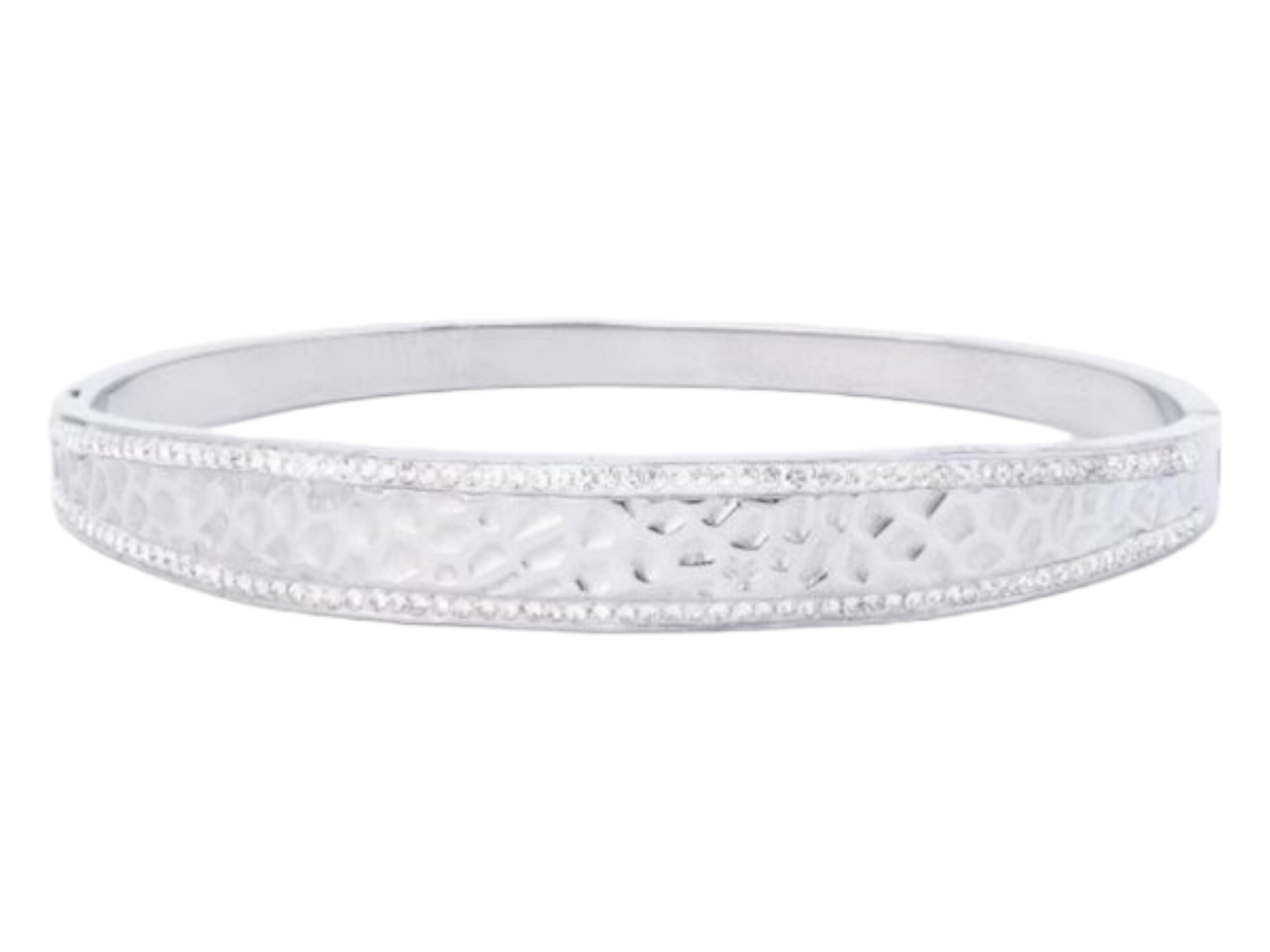 Klenoty z oceli Dámský náramek pevný se vzorem a kamínky