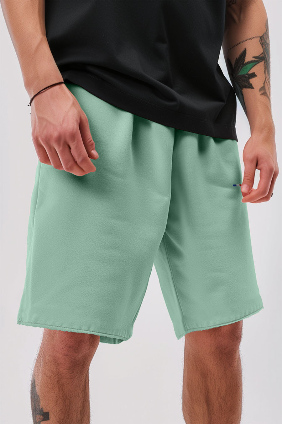 Šortky, Barva Světle Zelená, s Potiskem French Stripe