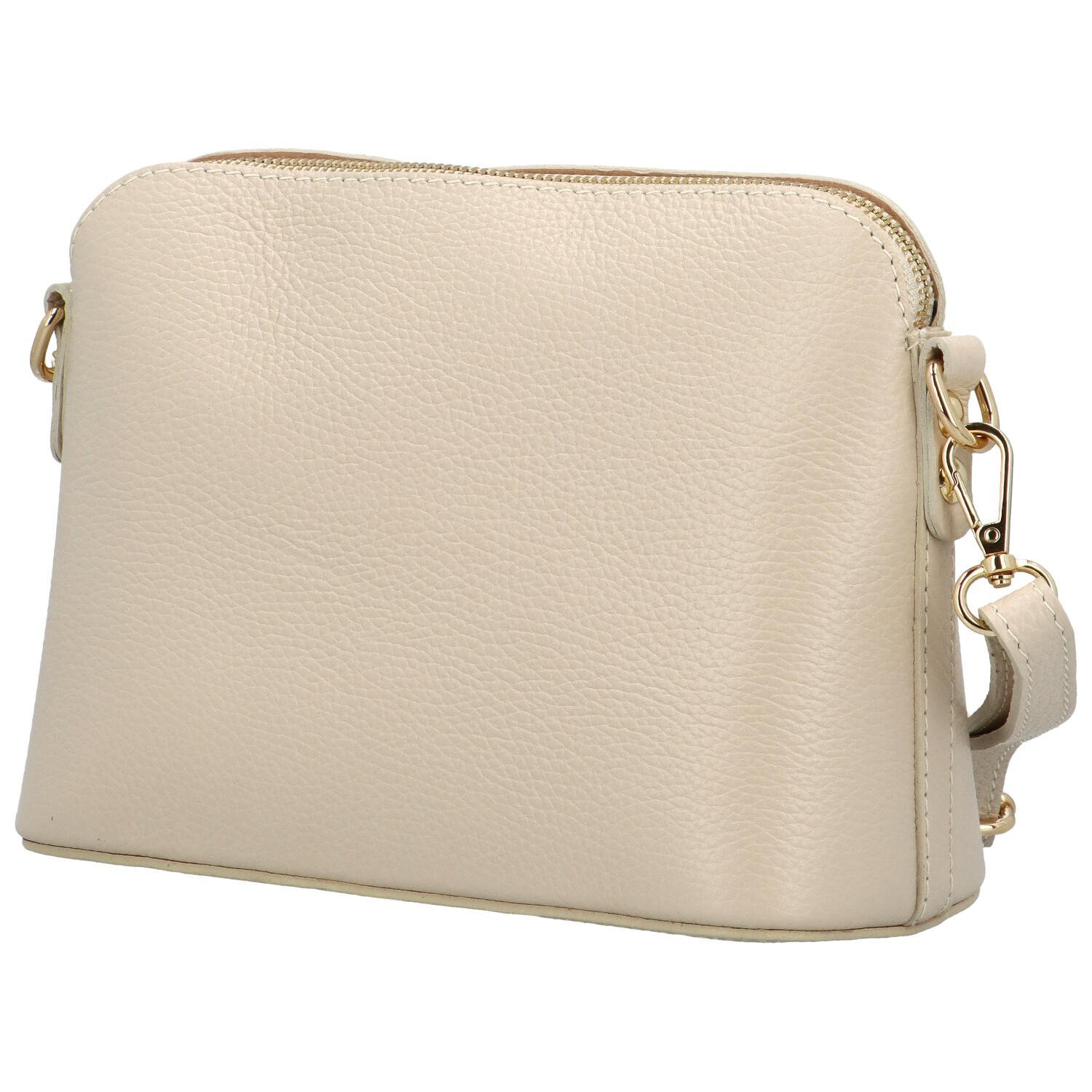 Delami Vera Pelle Módní dámská kožená crossbody kabelka Jurina, béžová